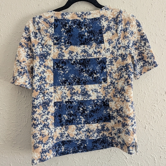 Anthropologie Blue & Tan Floral Top - Picture 5 of 5